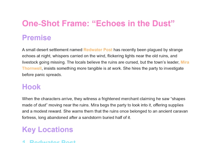 write a one shot for your ttrpg campaign